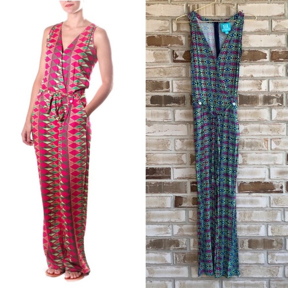 Escapada Faux Wrap Sleeveless Printed Jumpsuit Size X-Small - Picture 1 of 8